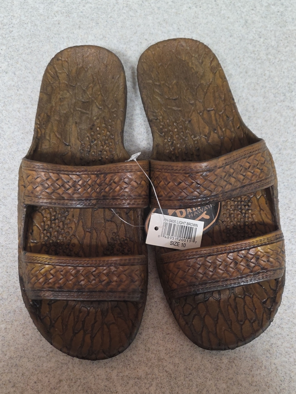 Pali Hawaii Brown Woven Double-Strap Slide Sandals